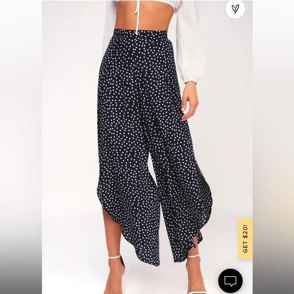 Lulu’s “Digby Navy Blue Polka Dot Flyaway Pants” - Picture 2 of 7